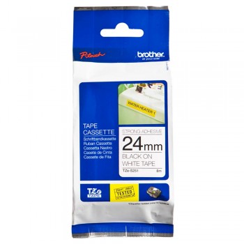 Brother TZe-S251 Black on White (24mm) Strong Adhesive Tapes 