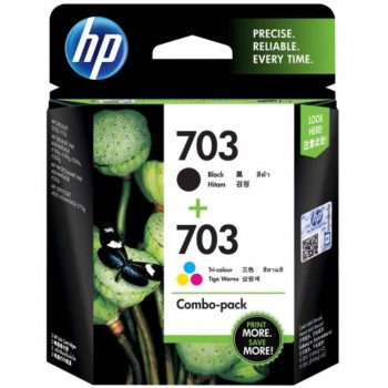 HP 703 Combo Pack Black/Tri-color Original Ink Advantage Cartridges (F6V32AA)
