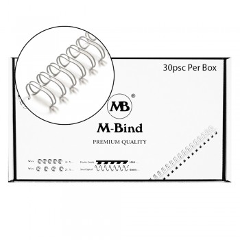 M-Bind Double Wire Bind 2:1 A4 - 1-1/4"(32mm) X 23 Loops, 30pcs/box, White