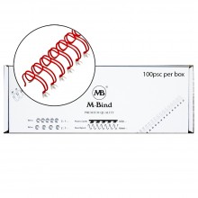 M-Bind Double Wire Bind 3:1 A4 - 3/8"(9.5mm) X 34 Loops, 100pcs/box, Red