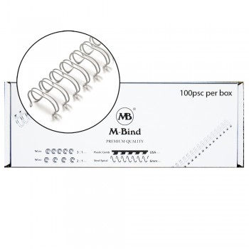 M-Bind Double Wire Bind 3:1 A4 - 3/8"(9.5mm) X 34 Loops, 100pcs/box, White