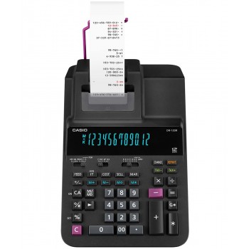 Casio Printing Calculator - 12 Digits, 2-Color Printing, Tax Calculation, Black (DR-120R-BK)
