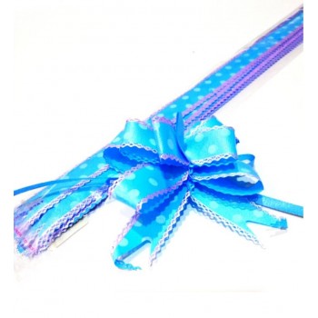 Pull Flower Ribbon Cotton 23mm Blue (10 pcs)