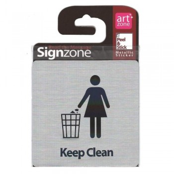 Signzone Peel & Stick Metallic Sticker - Keep Clean (Item No: R01-28)
