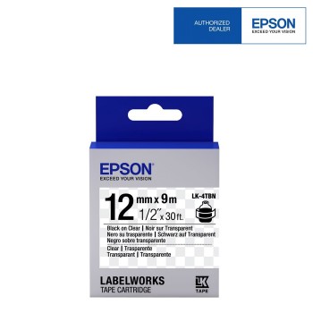 Epson Label Cartridge 12mm Black on Transparent Tape