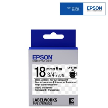 Epson Label Cartridge 18mm Black on Transparent Tape 