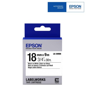 Epson LK-5WBN LabelWorks Tape - 18mm Black on White Tape (Item no: EPS LK-5WBN)