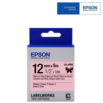 Epson Label Cartridge 12mm Black on Pink Ribbon